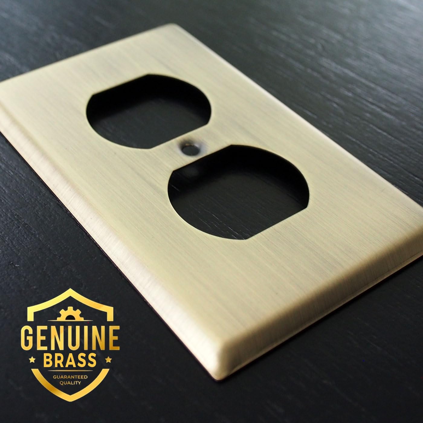 Rio Salto BRASS Outlet Duplex Antique Gold Metal Outlet Cover STANDARD SIZE Light Switch Cover Wall Plate Single Receptacle Wallplate Covers Single Gang Matte Gold Finish (Duplex, 1-Gang)