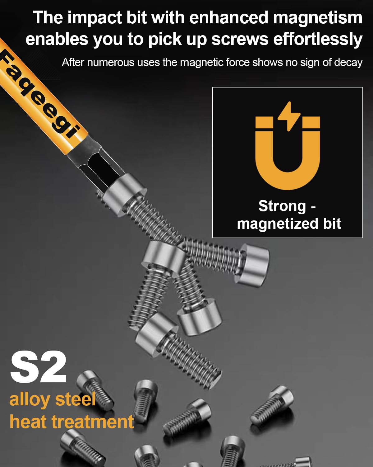Faqeegi 20PCS 4" Hex Bit Set (Metric & SAE), High-Torque Resistant Impact Allen Wrench Bits, Premium S2 Steel 1/4" Hex-Shank, Magnetic CNC Tips for Drill & Driver