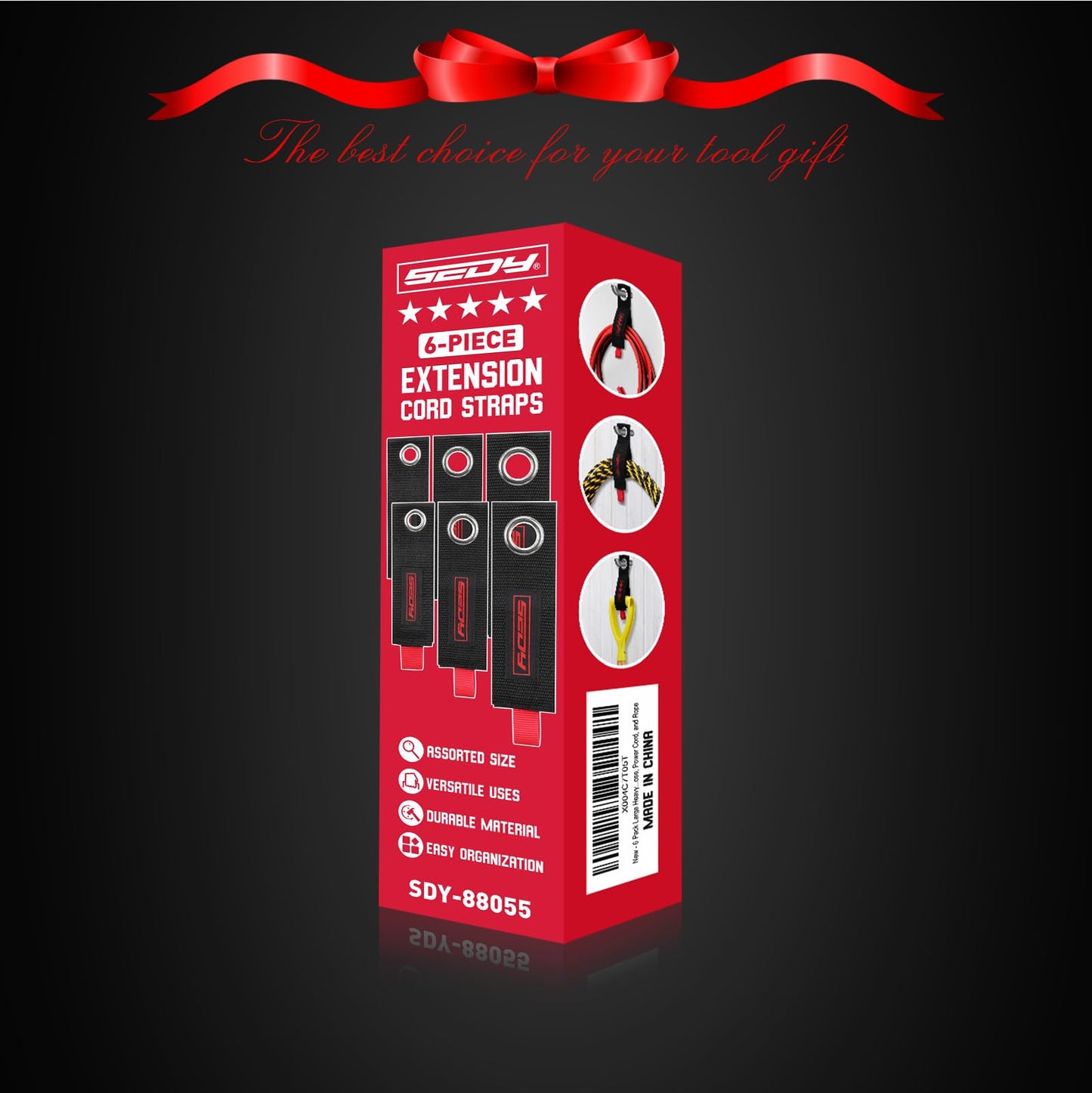 6 Pack Heavy Duty Large Storage Straps, 13", 10", 17" Reusable Cable Ties with Carry Handle, Cord Organizer Loop Hangers for Extension Cords, Hoses, Power Cables, and Ropes