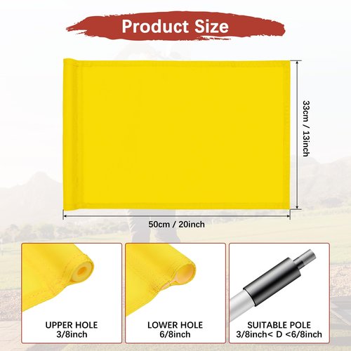 TIXIPEM Golf Flag with Tube Inserted [1pcs] - Nylon Putting Green Golf Target Flag Use for Indoor & Outdoor Courts & Practice Field - [Yellow - 20 IN]