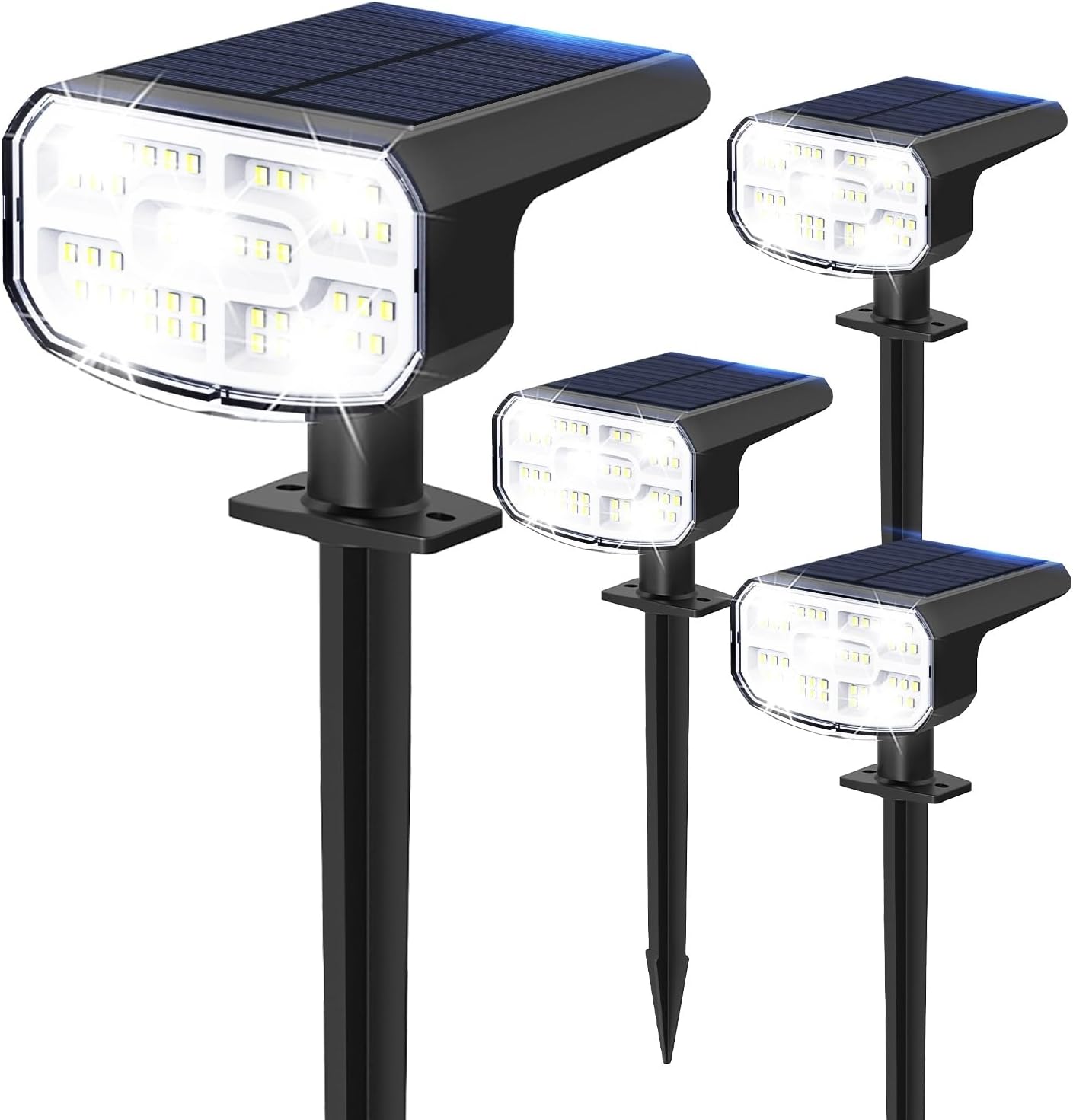 Super Bright Solar Spot Lights - 6 Pack, Waterproof IP65, 2 Color Temperatures, 4 Modes for Outdoor Landscape