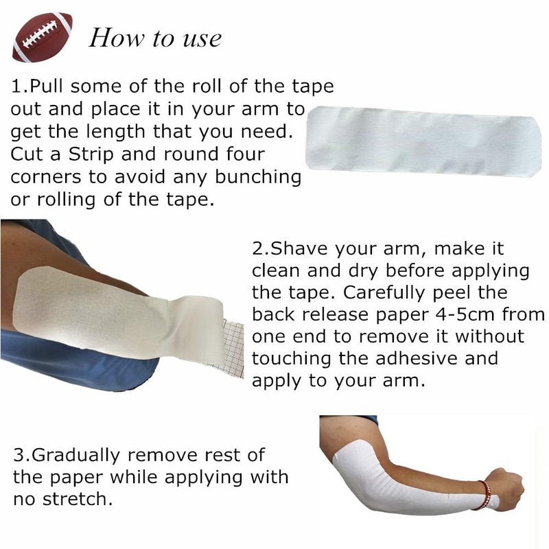 Therasports 4 Inches X 10.9 Yards Turf Tape Football - Extra Wide White Football Turf Tape - Latex Free Sport Tape - Ultra Sticky Athletic Tape, Protects from Turf Burn, Waterproof & Flexible
