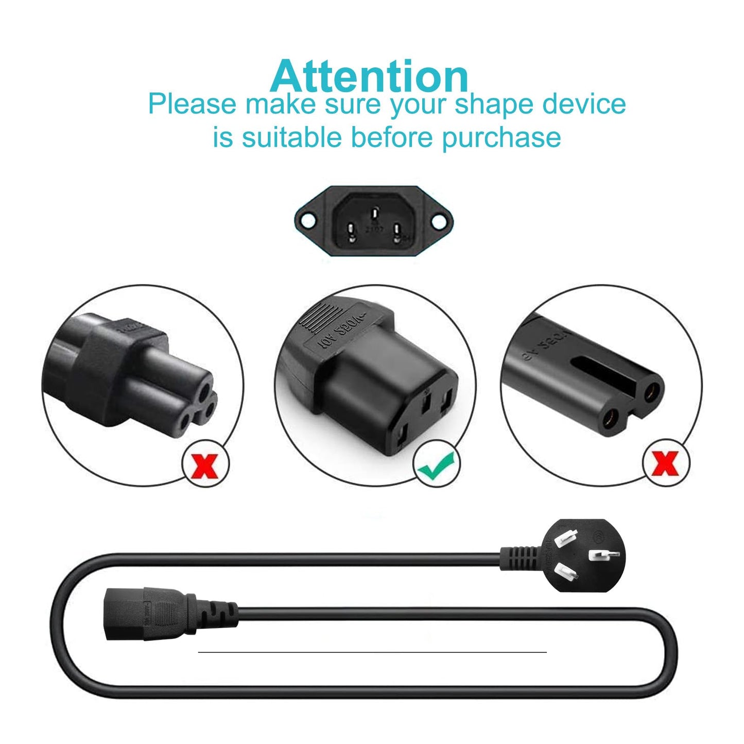 10FT Universal 3 Prong AC Treadmills Power Cord Replacement for Horizon Fitness Treadmills Ellipticals, Superfit, BowFlex Treadmills, Sole,Goplus, Vibration Plate Walking Pad Treadmills Charger Cable