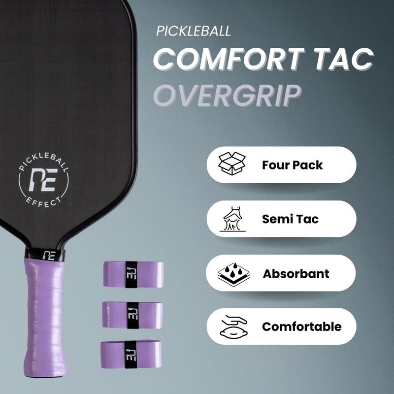 Pickleball Paddle Grip - Slip-Free Tennis Racket Grip Tape - High Performance Comfort Tac Overgrip for Easy Hold - Purple