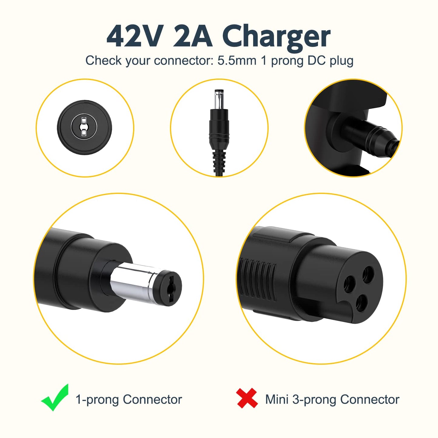 42V 2A Adaper Charger for Evolve GT Series, Evolve Bamboo GT, GTX Edition, Evolve Generation 2