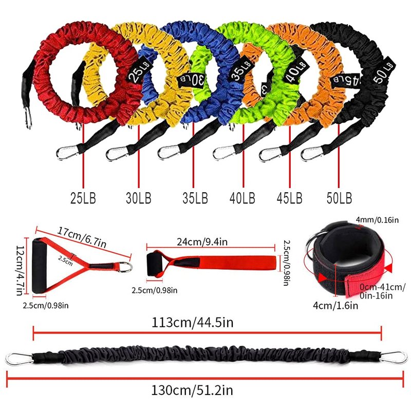 Sunsign Resistance Band with Handle, Exercise Bands with Handles, Ideal for Strength Training, Muscle Toning, Physical Therapy, 12 pcs, Orange