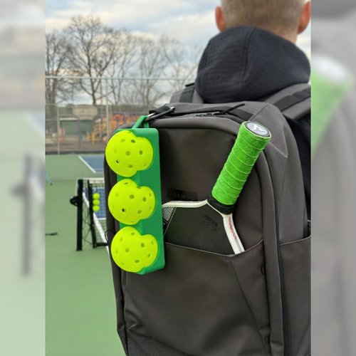 Infinite Designs Premium 3D-Printed Pickleball Holder – High Performance PETG – Precision Snap-Fit Convenience – Ultimate Pickleball Accessory - Carrier Holds 3 Pickleballs (Navy)