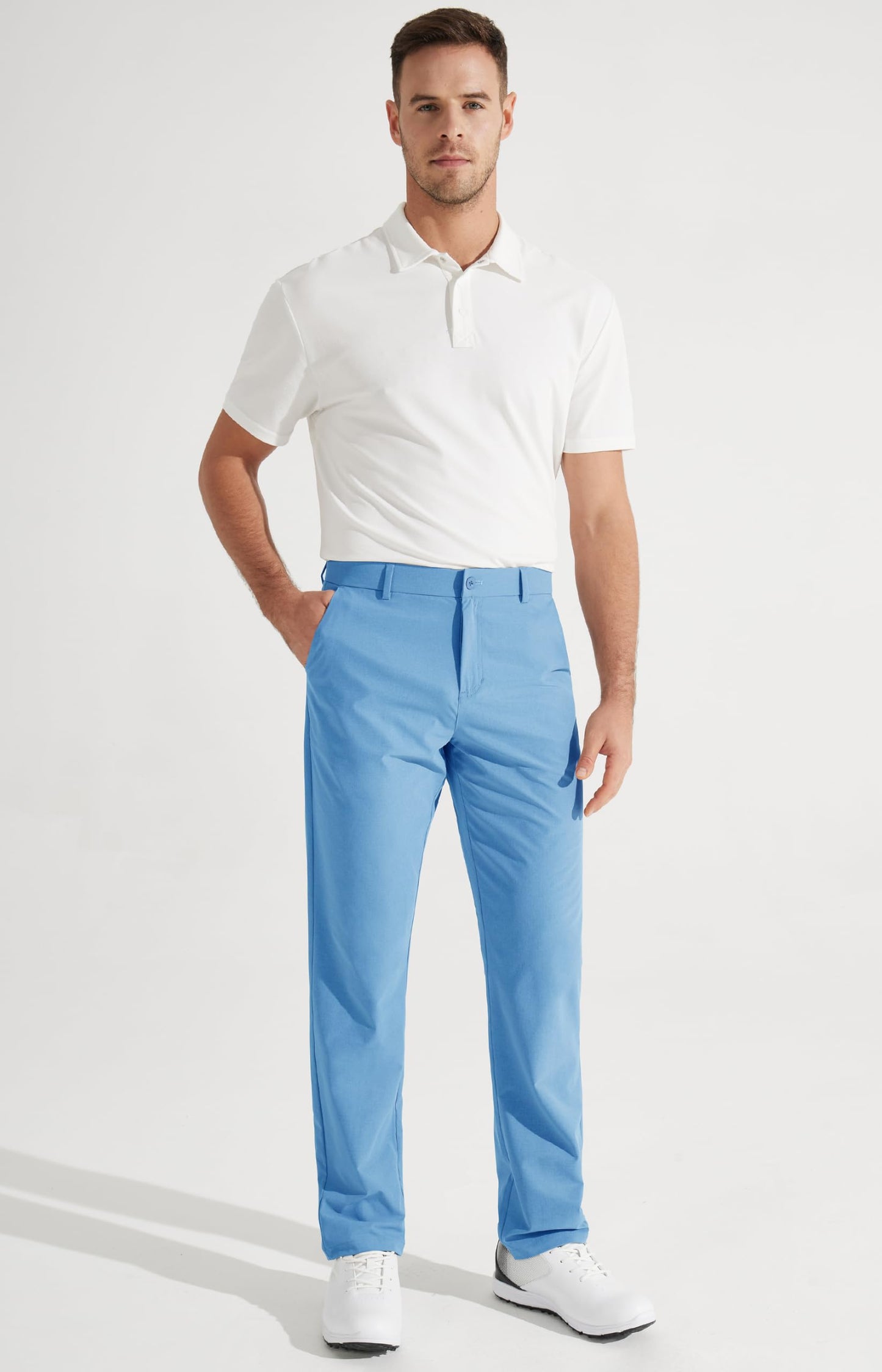Libin Mens Golf Pants Classic Fit Stretch Work Dress Pants 32" Quick Dry Lightweight Business Casual Trousers Comfort Water Resistant, Brilliant Blue, 32W x 32L
