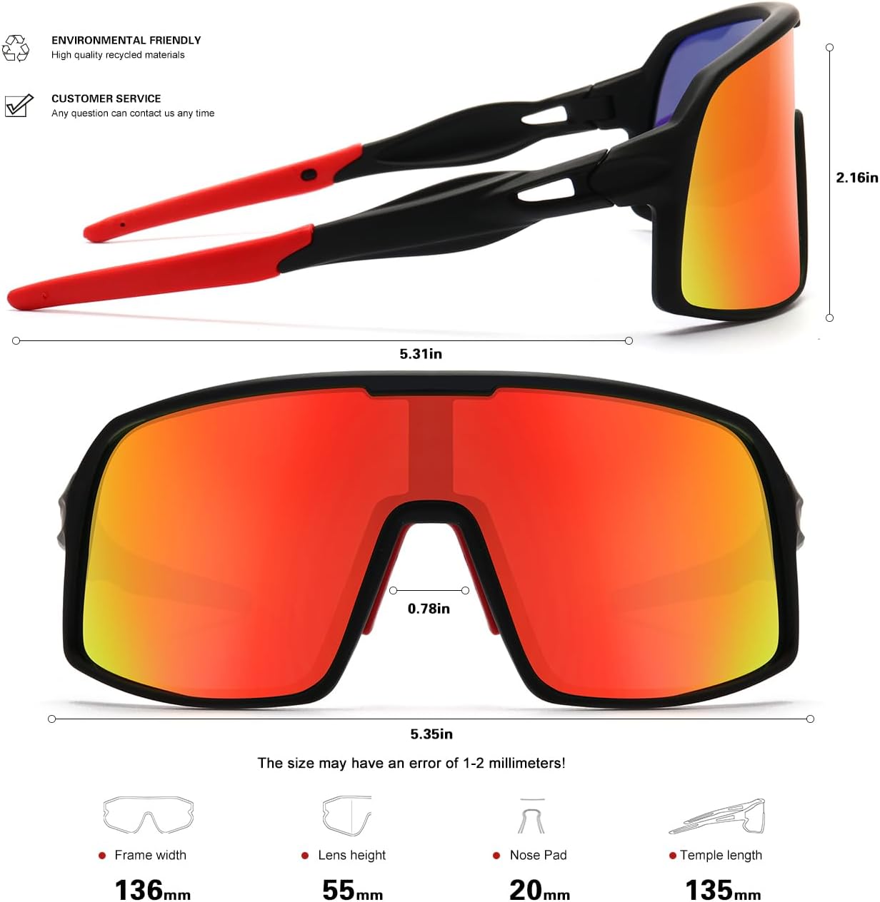 SEKKAF Polarized Sports Sunglasses - UV Protection Cycling Glasses for Men & Women | Ideal for Running & Fishing