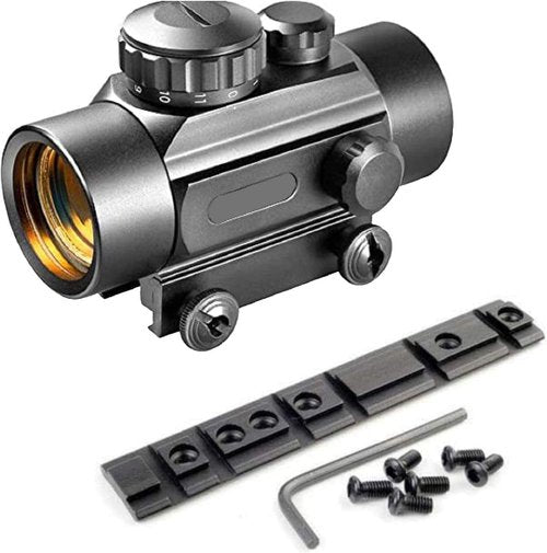 Gotical Ruger 10/22 Weaver and 3/8" Dovetail Mount Dovetail Predrilled Receiver Ruger Rail Mount Adapter (Rail & Red/Green Dot Sight)