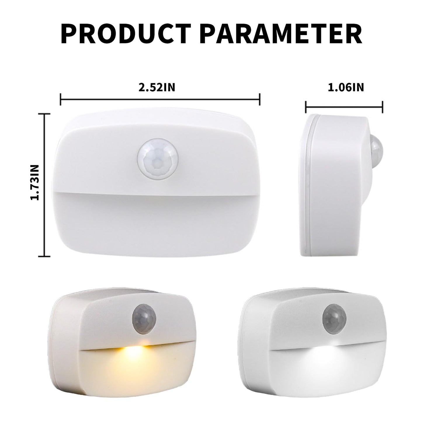 YXYXY 3 Pack LED Motion Sensor Night Light Indoor Dusk Dawn 100 Lumen Warm/Whte Lighting Wireless Closet Light Cabinet Light Hallway Wall Lamp Space Home Bathroom Decor