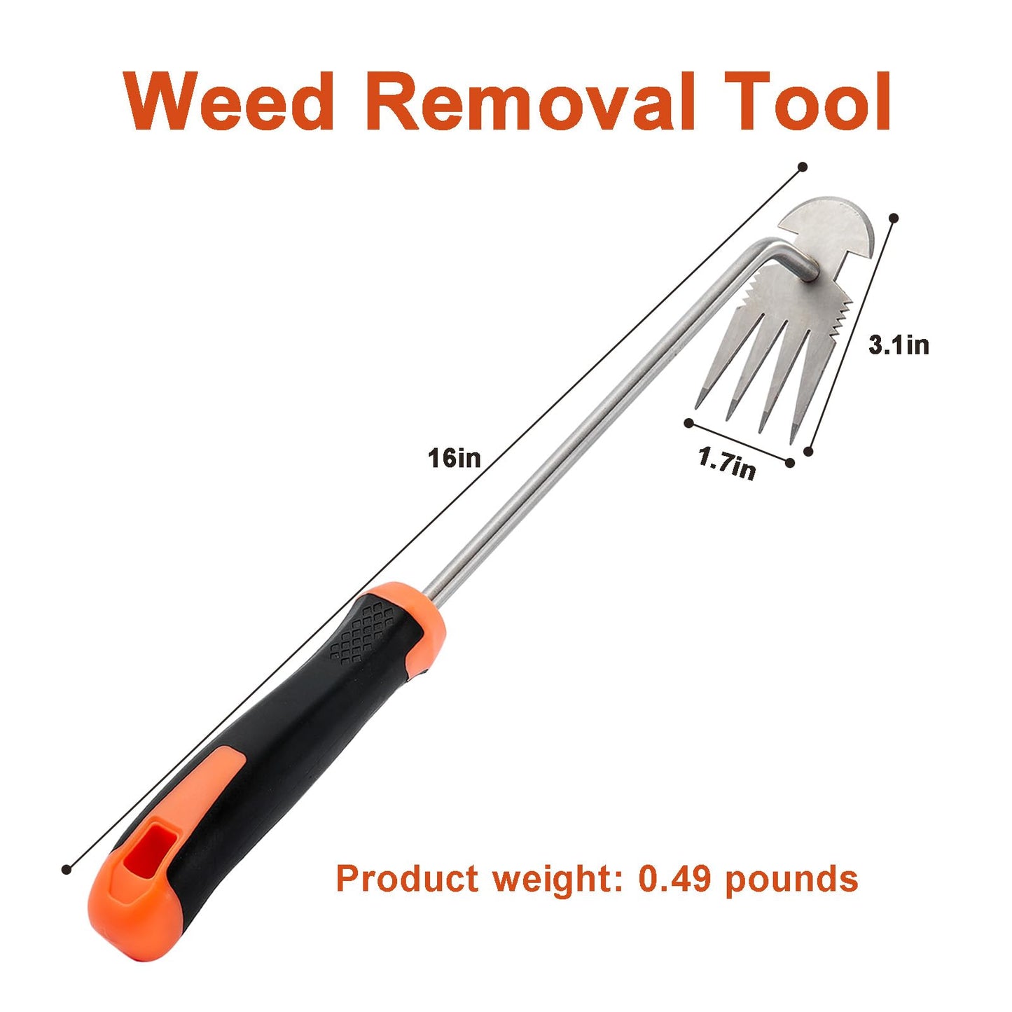 Weed Puller Tool, Rubber Handle Garden Manual Weeder Tool, Portable Stainless Steel Weeding Tools, For Hand Weeder Puller for Vegetable Gardening Backyard Farm Planting & Uprooting Weeding Tool