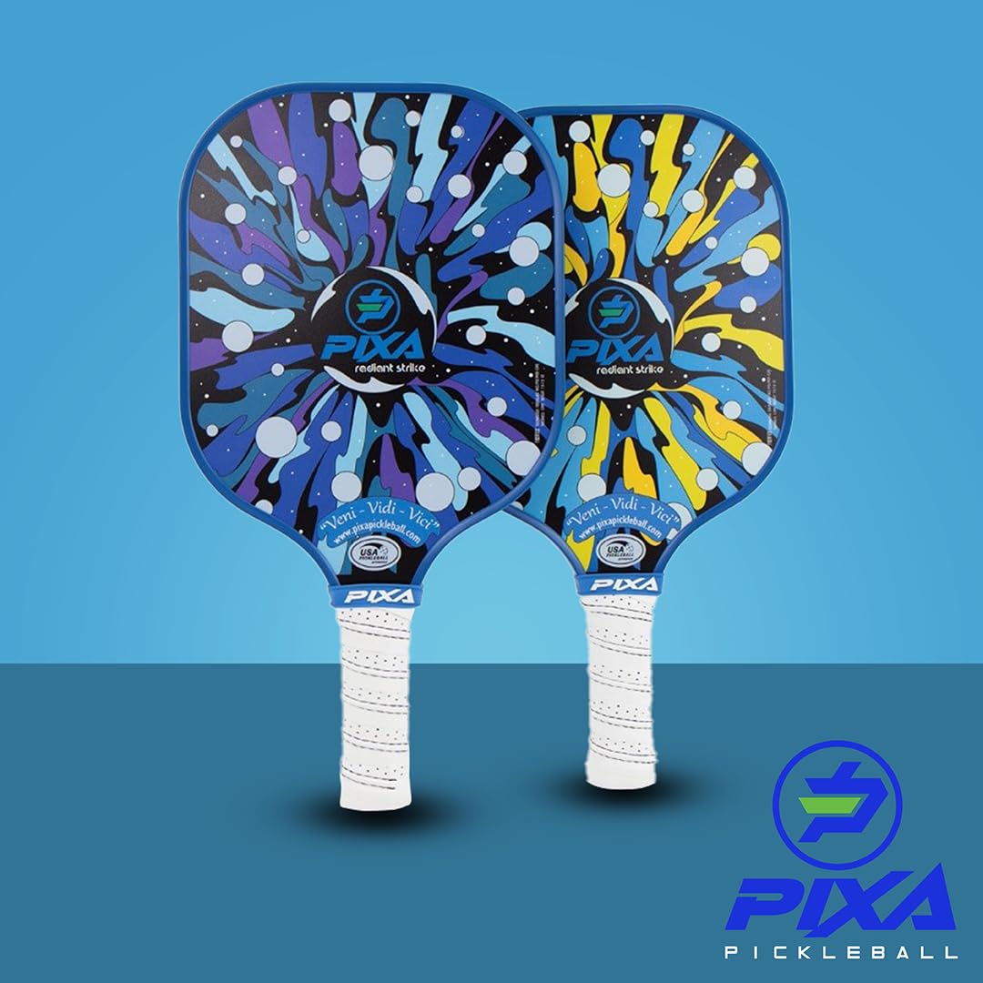 Pickleball Paddles, USAPA Approved Fiberglass Surface Pickleball Set with Pickleball Rackets, Pickleball Paddles Set for Men Women 4 Outdoor Balls & Bag – Radiant Strike by PIXA Pickleball
