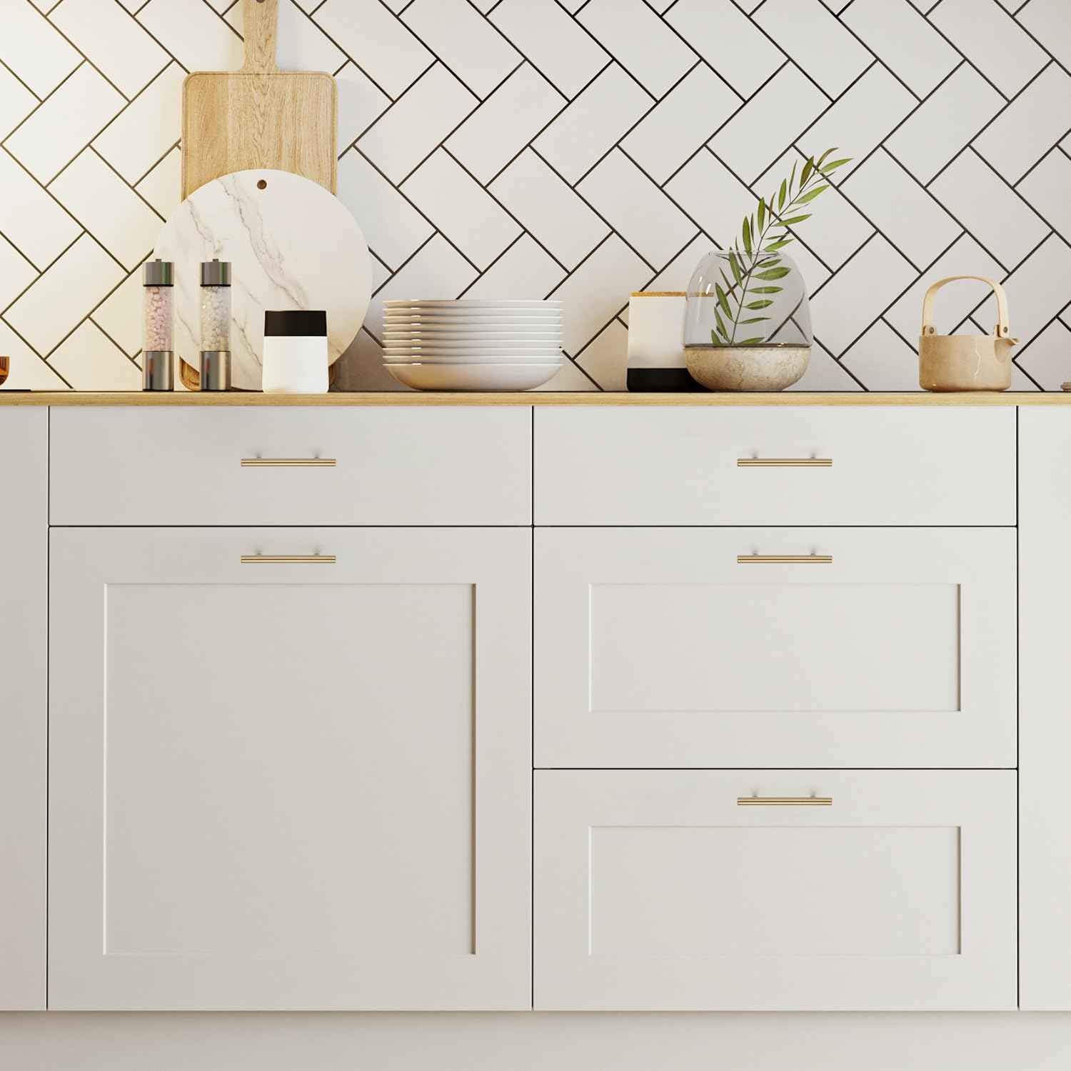 Ravinte 10 Pack Kitchen Cabinet Handles Champagne Bronze 3-3/4 Inch Hole Center Stainless Steel Pulls for Dresser Drawer Cupboard Handles with Screwdriver, 6 Inch Length