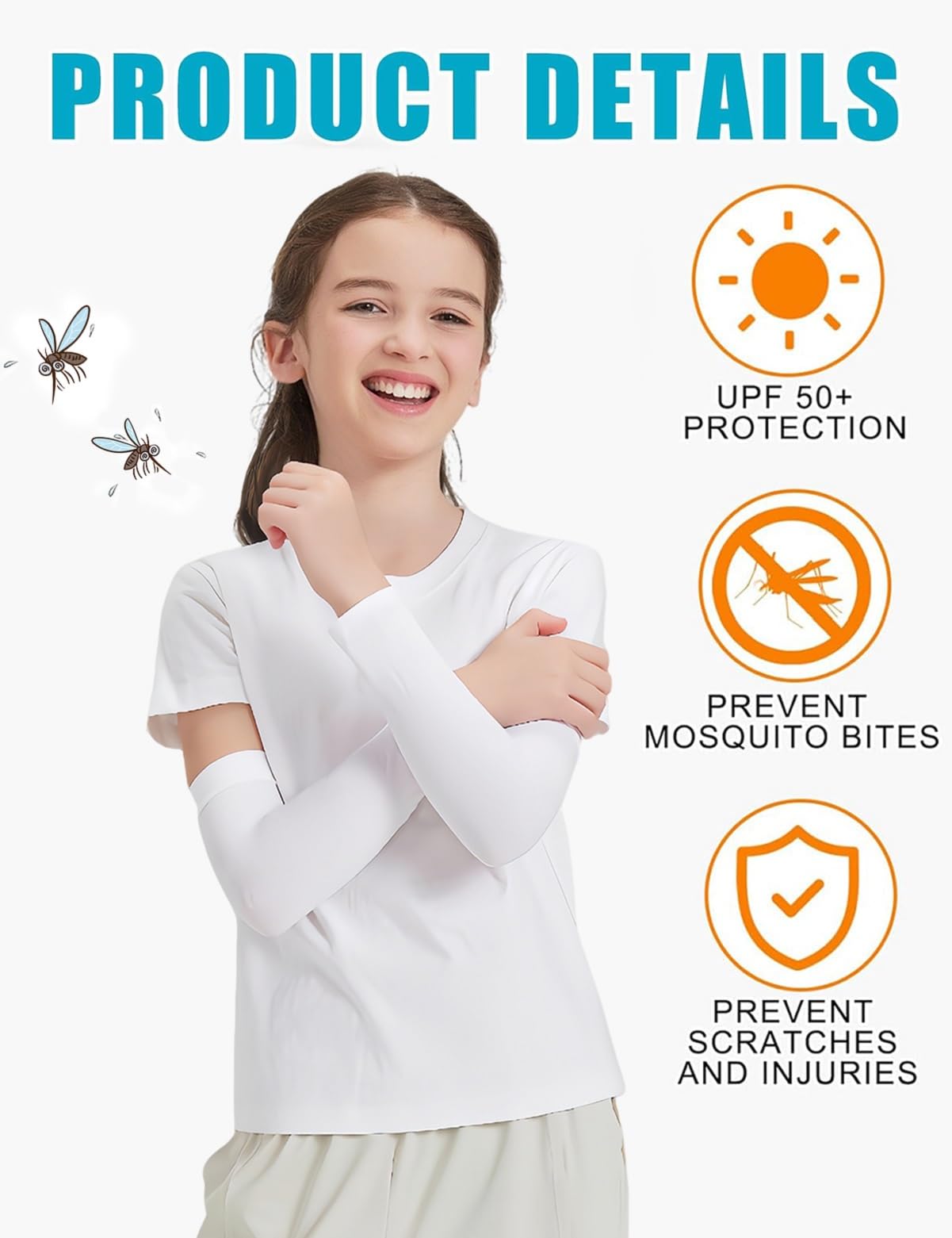 IOFLIGGA 4 Pairs Arm Sleeves for Kids,UV Sun Protection Cooling Arm Sleeves for Youth Boys Girls Toddler,Sports,Running,Baseball,Gaming (4 Black)