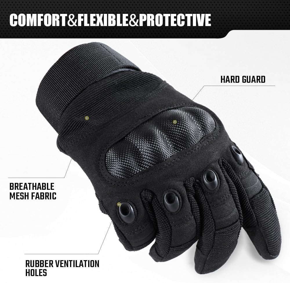 Skiennix Motorcycle Tactical Gloves - Touchscreen, Hard Shell & Palm Padding for Outdoor Sports