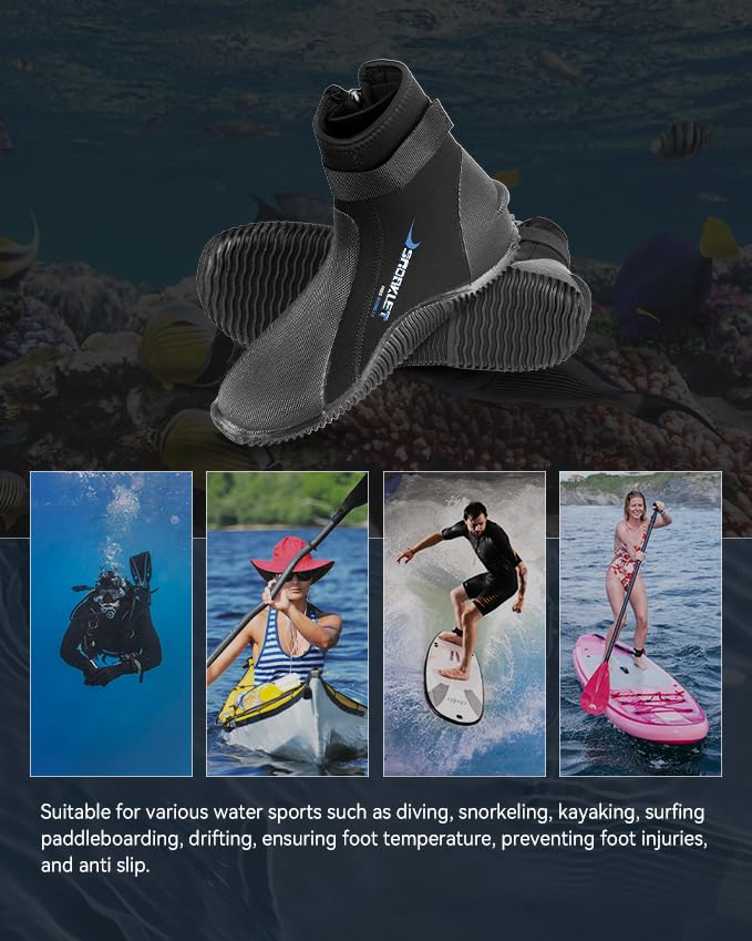 14 Women / 13 Men 3mm Neoprene Diving Boots with Anti-Slip Rubber Sole - JSNORKLET