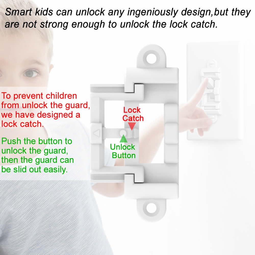 Light Switch Cover Guard,Toggle Lightswitch Coverplate Lock,Child Proof Light-Switch Plate Cover Prevents Kids or Accidental Turned On/Off (Gross White, 8 Pack)