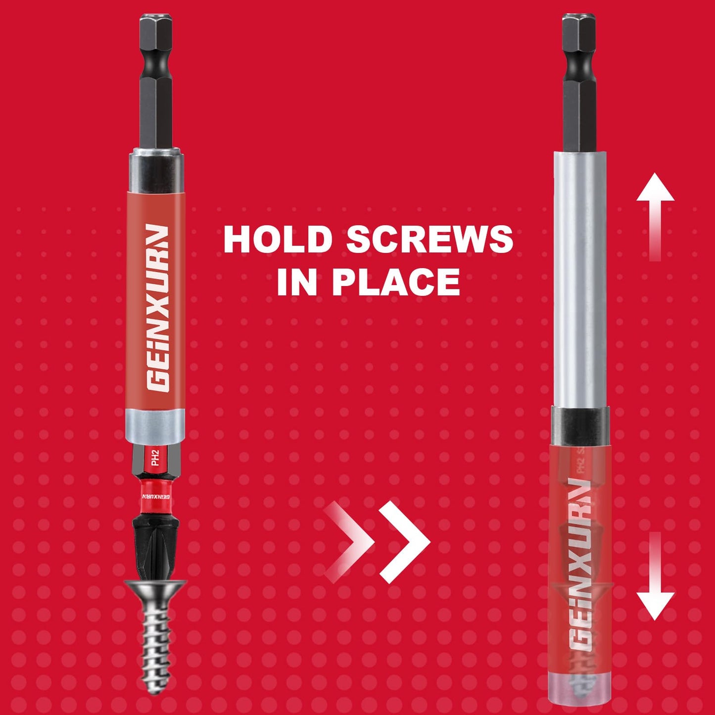 Geinxurn 3 PCS Drive Guide with Self Retracting Sleeve(3.5”) and 10 Pcs Screwdriver Bit, Magnetic Drill Bit Tip Holder for Prevent Screws Shaking When Driving