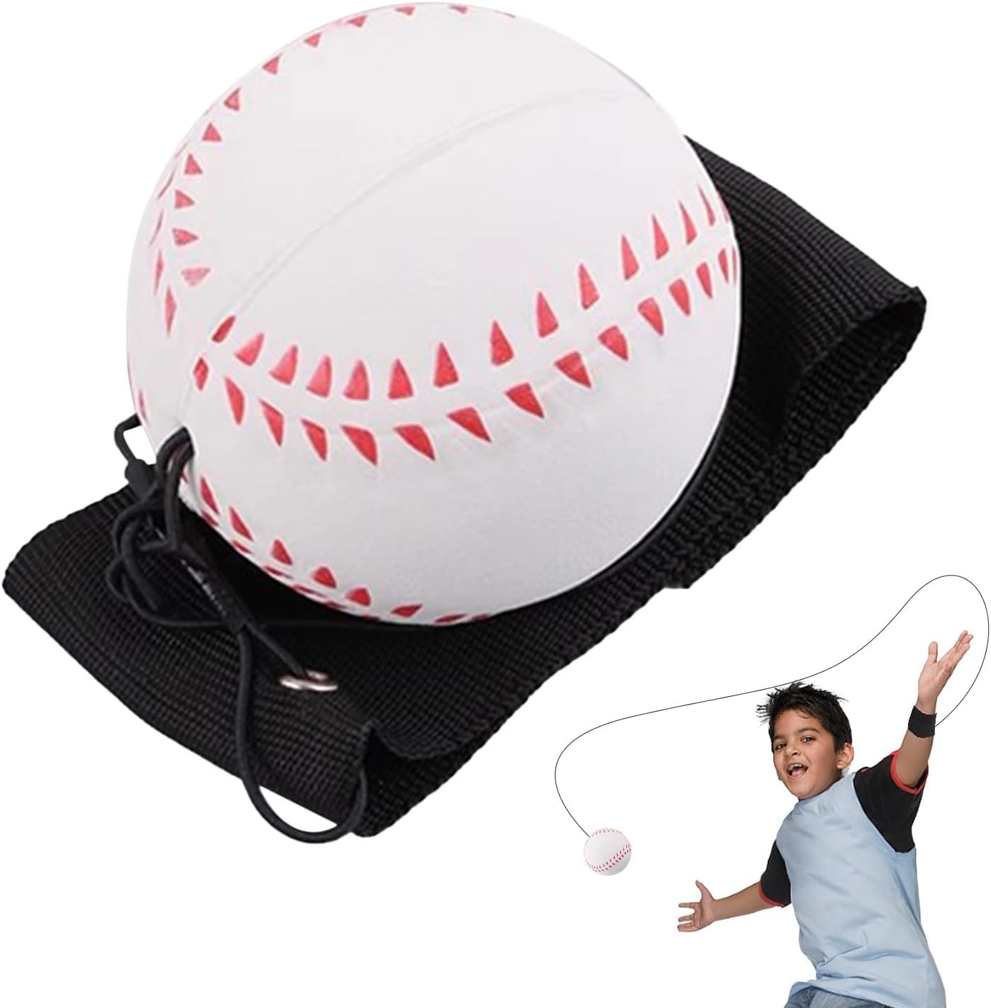 Junfamilee White Wrist Return Ball Rubber Sport Ball with Wrist Strap and String | Rebound Sports Bouncy, Wrist Rebound Toy on Elastic String Toy for Teens Adults Exercise Play