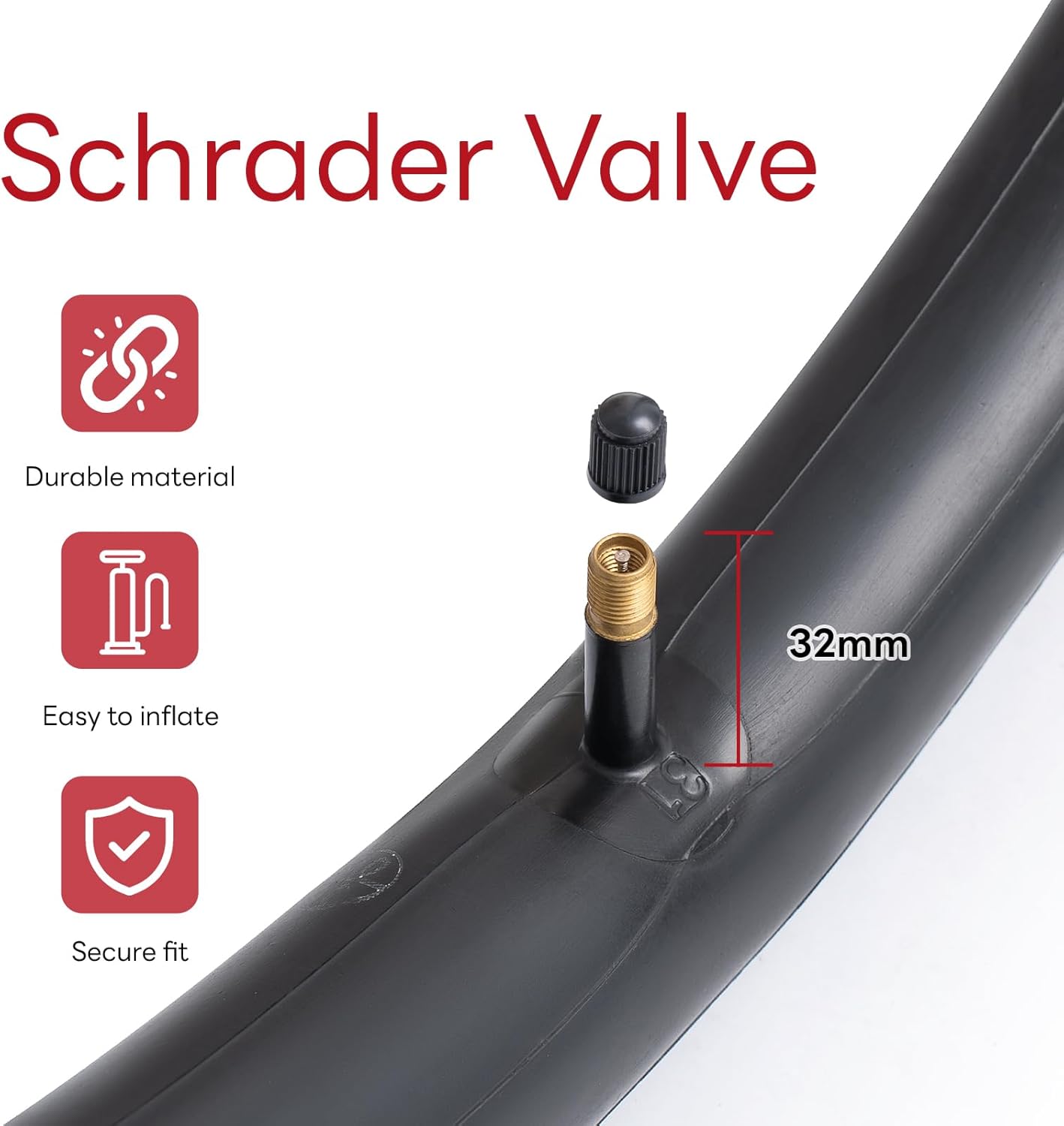 Reliable 24" Bike Tubes - 2 Pack of 24 x 1.75-2.125 Inner Tubes with AV32mm Schrader Valve for All Cycling Types