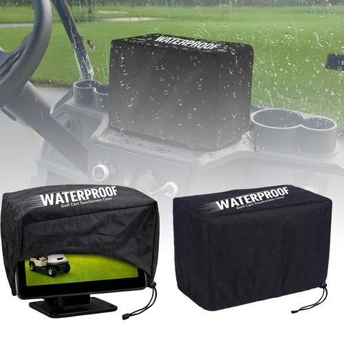 Corztg 2Pcs Golf Cart Waterproof Touchscreen Cover Compatible with Evolution & Denago, Golf Cart Accessories Fits Classic 2/4 Plus, Forester, D5 Ranger/Maverick, Nomad/Rover,Dustproof Sun Shade