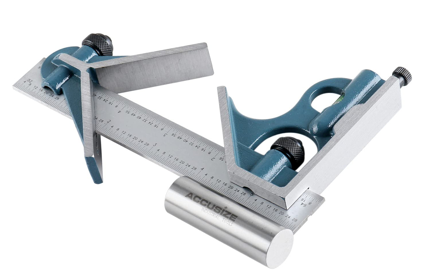 Accusize Industrial Tools 6'' 3 Pc Combination Square Ruler Set Protractor Satin, 4-R Graduation, 0000-8100