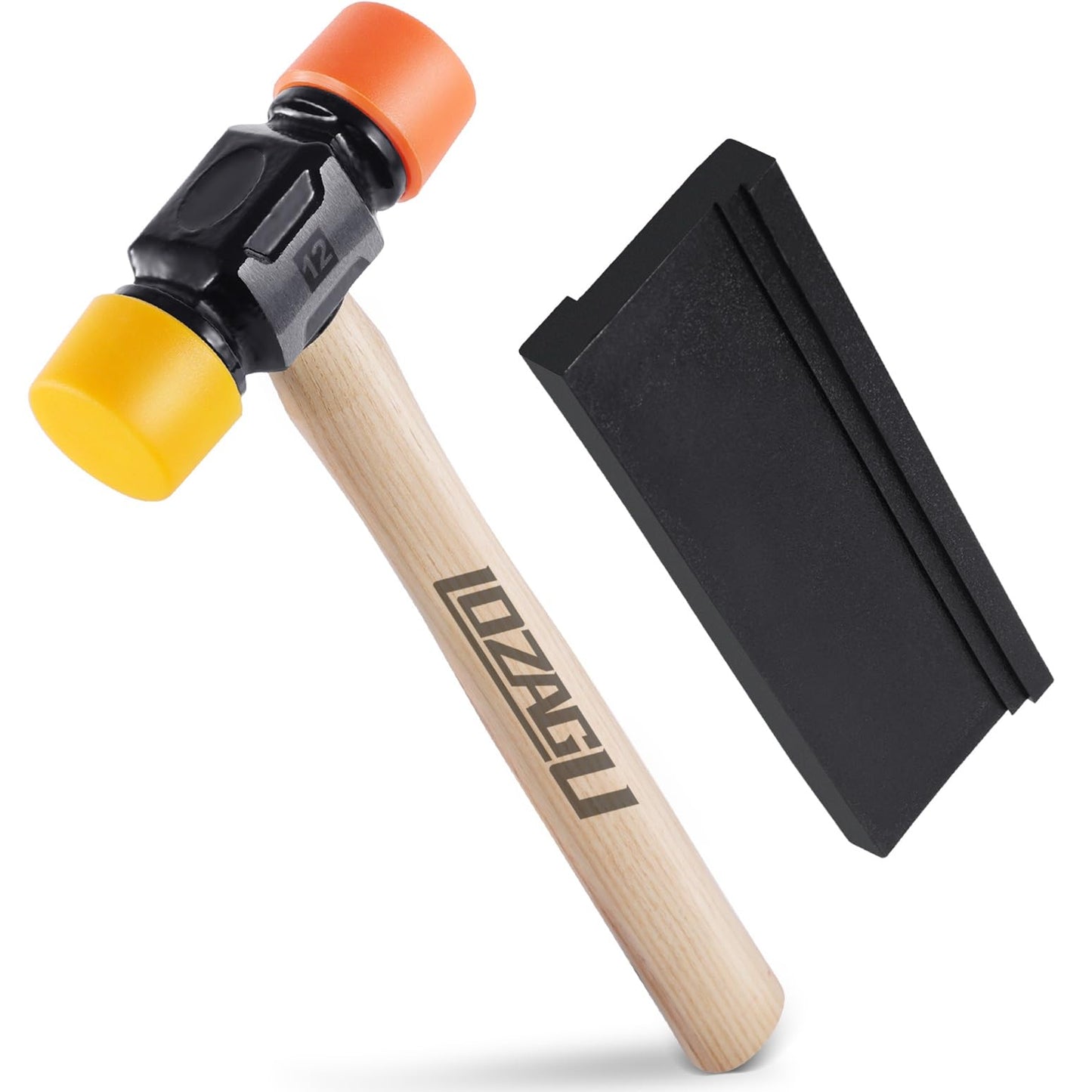 LOZAGU 12oz Mallet Hammer with Tapping Block, Double-Face Nylon & Plastic hammer, Soft Face Hammer