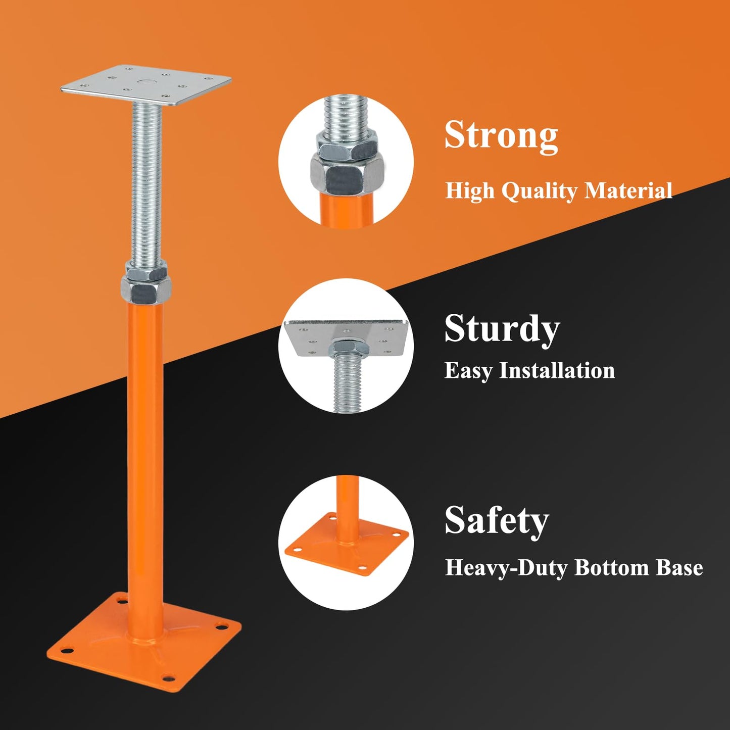 Everkeen House Jacks for Leveling, Floor Jacks Screw Adjustable 6 PCS 11" - 16" Height Range, Foundation Support Pole, Home Crawl Space Max Load Capacity 4 ton 6 Pack (QJD-6PCS), Joist Lifting Post