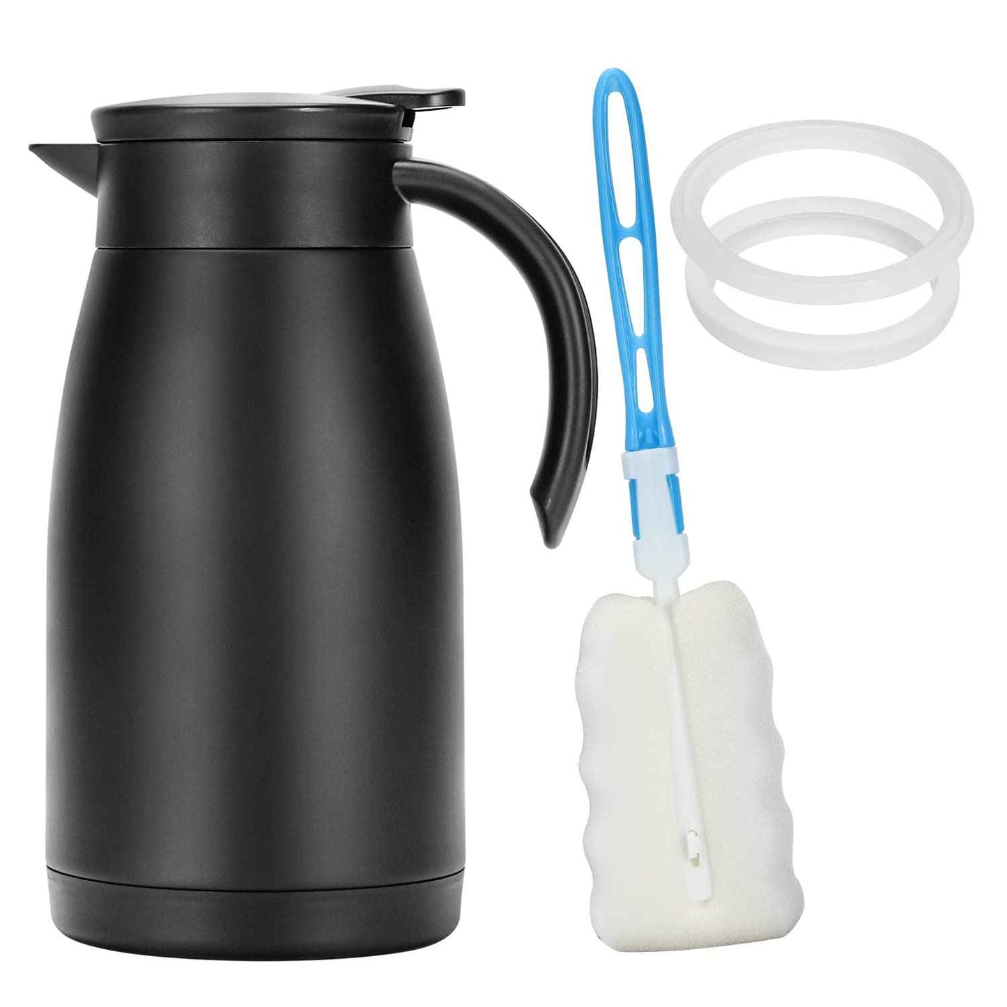 Olerd 34 Oz Thermal Coffee Carafe, Stainless Steel Insulated Vacuum Coffee Carafes For Keeping Hot, 1 Liter Tea, Water, and Coffee Beverage Dispenser(Black)