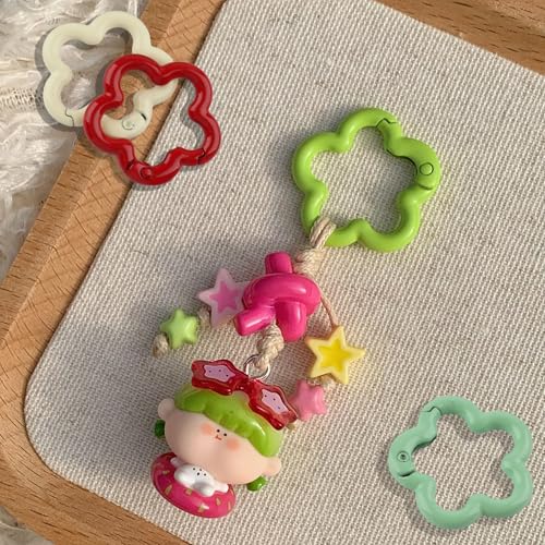 11Pcs Colorful Flower-Shaped Aluminum Alloy Carabiner Clips for DIY Crafts