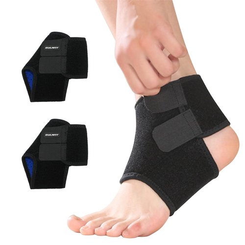 YEEKORO Kids/Youth Ankle Brace, Adjustable Breathable Ankle Support Plantar Fasciitis Compression Sleeve Foot Brace Heel Protector Wrap for Protection Tendonitis & Sprain Ankle Pain Relief（Black,S