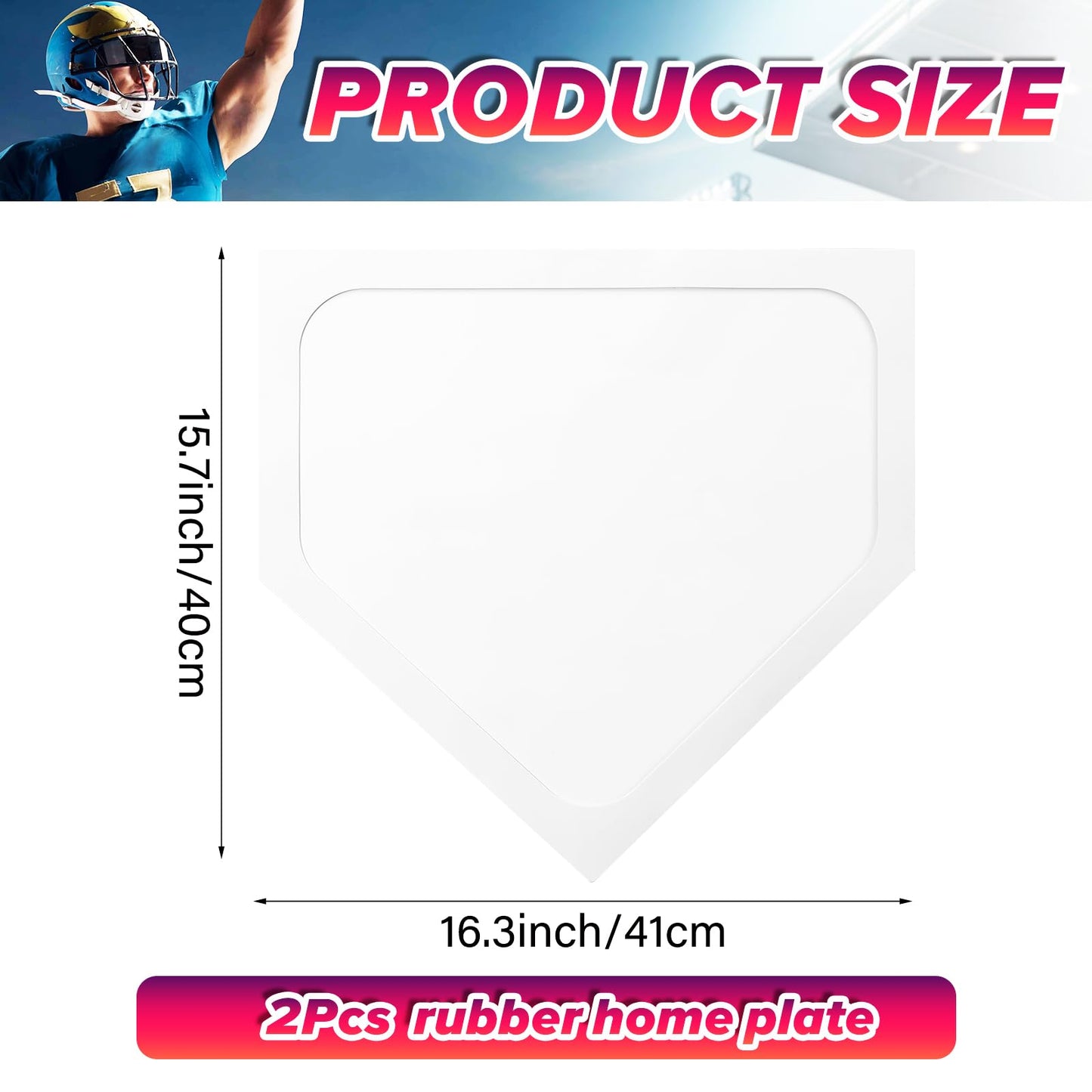 MAQUITA Baseball Home Plate Throw Down Baseball Bases Heavy Duty Pitcher's Mound Rubber Bases for Softball Kickball Practice Pitching Hitting, White