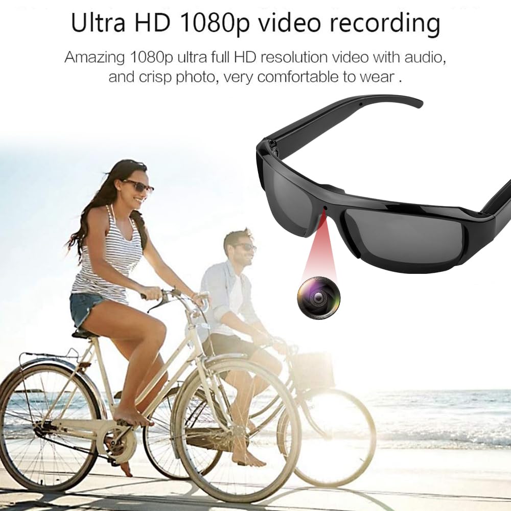 Limiete 1080p HD Camera Sunglasses – Hands-Free Video Glasses with Motion Detection/No Wi-Fi Needed/Supports up to 512GB MicroSD/Lightweight Solid Frame/USB Charging Cable Included
