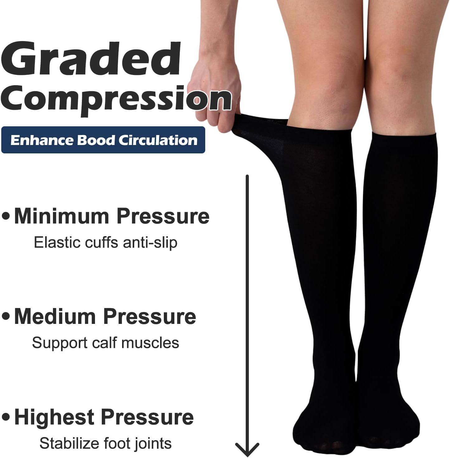 Skiennix Compression Socks - 20-30 mmHg Knee High Support for Athletic Travel | 3 Pairs