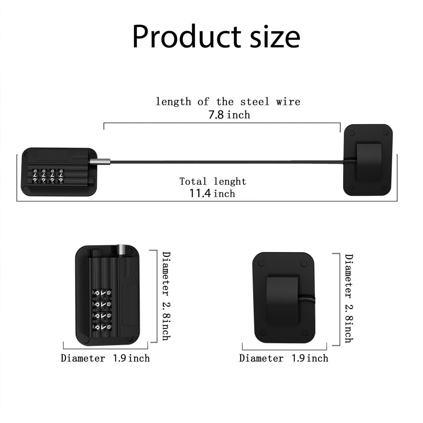 KIZZHISI Fridge Lock (2 Pack), Heavy Duty Combination Refrigerator Lock, for Fridge, Cabinets, Window and Child Locks for Cabinets and Drawers, Strong Non-Marking Adhesive No Drilling (Black)