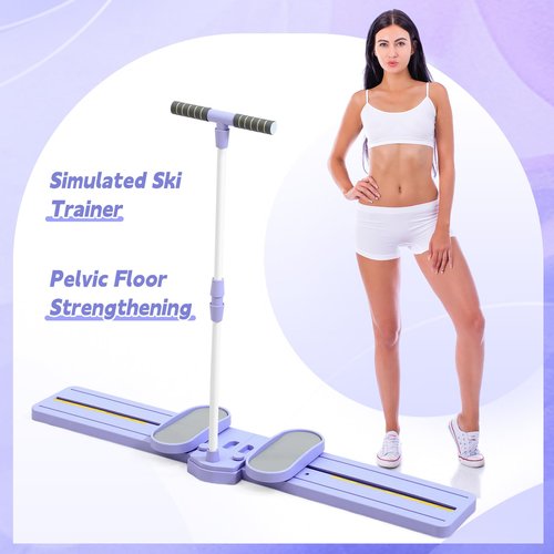 Motionchic Purple Adjustable Ski Machine, Simulated Ski Trainer Exercise Machine, Hip Trainer, Exercise Equipment for Leg Pelvic Floor Muscle Workout, Foldable Design for Home Workouts
