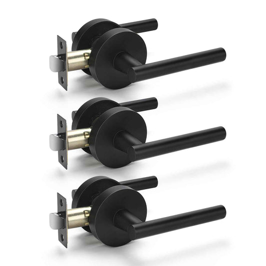 Haidms 3 Packs Matte Black Closet Door Handle, Passage Door Lever, Black Hall and Closet Door Handles for Hallways, Closets and Laundry Rooms