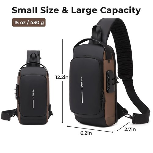 Rcrirth Sling Bag for Men | Anti-theft Crossbody Bag - Crossbody Shoulder Chest Bag for Daily use
