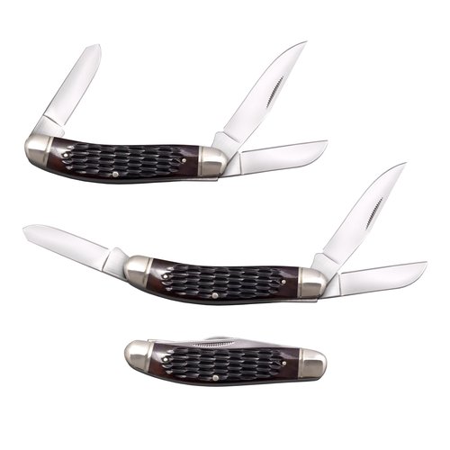 Cold Steel Gentlemen's Stockman Versatile Practical Durable Compact Pocket Folding Knife - 3 Blades; Jigged Bone Handle; Slip Joint Lock