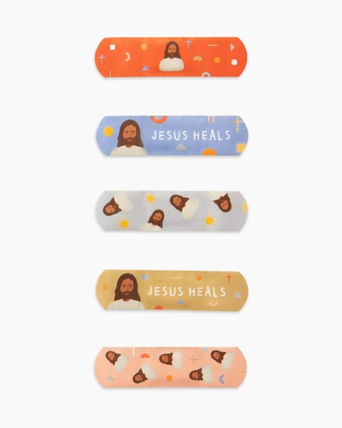 Be A Heart Original Jesus Heals Bandages, Kids Adhesive Bandages, Band-Aid for Kids (2 Bandage Tins)