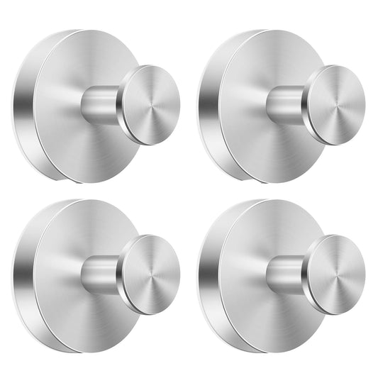 HRMNUS Suction Cup Hooks for Shower, Bathroom,Glass Door, Mirror, Kitchen,Tile – Loofah, Towel, Coat, No-Drill Bath Robe Hook Holder for Hanging up to 15 lbs Removable Wall Hooks,Brushed silver,4packs