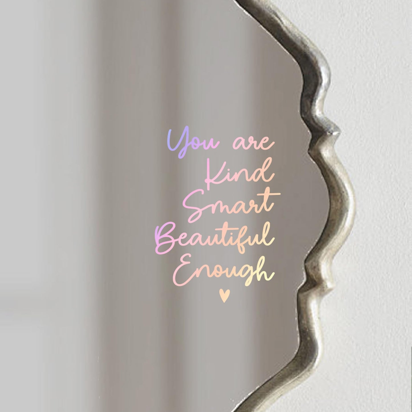 Mirror Sticker for Girls Room Bedroom - Vinyl Decal, Bathroom Wall Decals, Positive Affirmation, Slogan Wall Sticker, 5.5x7.7 Inch (Without Mirror)