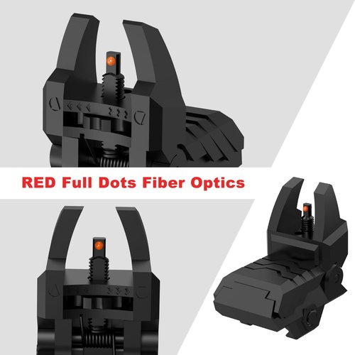 Fiber Optic Sights - Flip Up Front & Rear Sights with Green/Red Dots | Tool-Free Adjustment