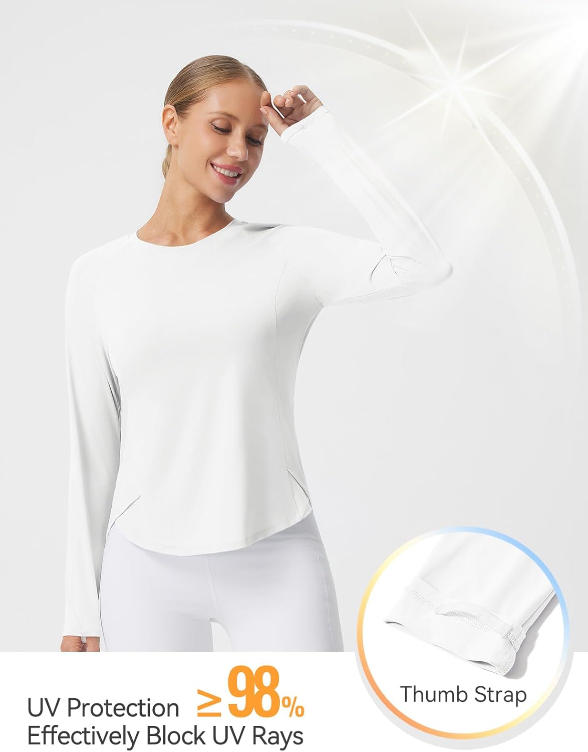 Baleaf Long Sleeve Cooling Workout Tops for Women - UPF 50+ Quick Dry Athletic Shirts | Lightweight & Soft