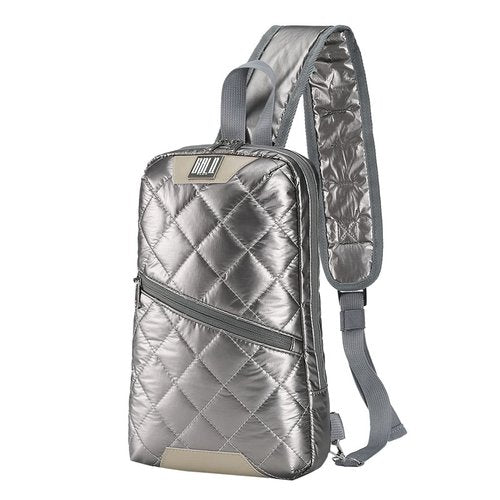 GBLQ PLUS Sling Bags, Iridescent Crossbody Shoulder Puffer Backpack for Women Men, Travel Hiking Small Chest Daypack (Metallic Blue)
