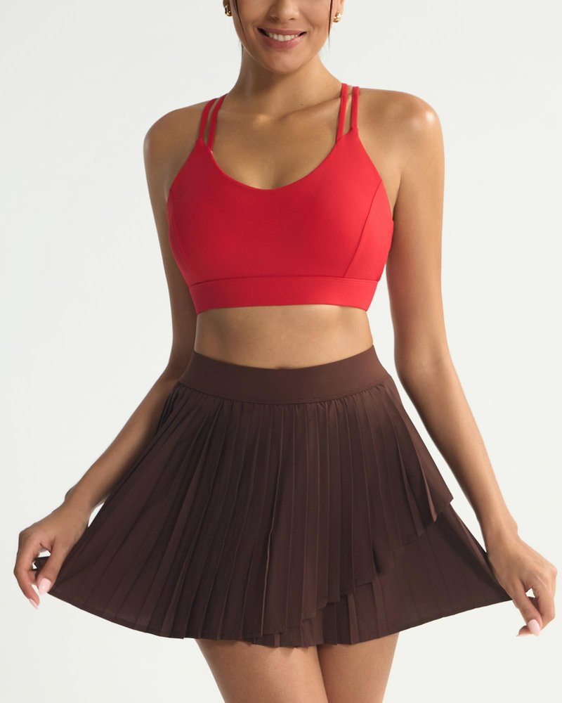 RUNNING GIRL Sports Bras for Women,Strappy Crisscross Back Running High Impact Sports Bra with Removable Cups(2310Deep Red_M)
