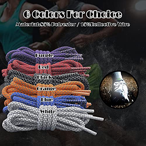 Reflective Round Shoe Laces for Sneakers - Purple 47 inch