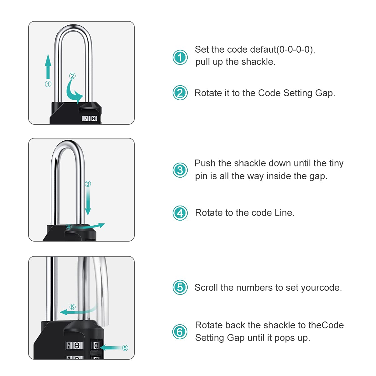2 Pack 2.6in Long Combination Padlock, Waterproof 4 Digit Combination Lock, Weatherproof Metal & Galvanized Steel, for Schools, Gyms and Lockers, Black