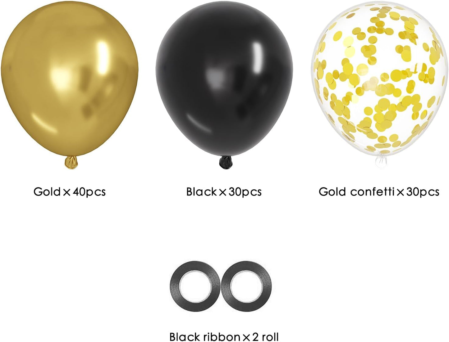 OWill Black and Gold Confetti Balloons - 100pcs 12-Inch Balloons for Birthdays, Weddings & Party Decor